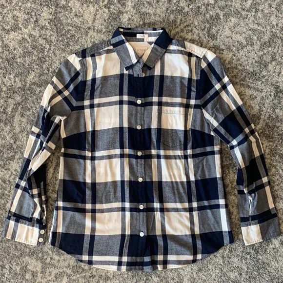 J. Crew Navy and White Boy Fit Shirt - Picture 3 of 7